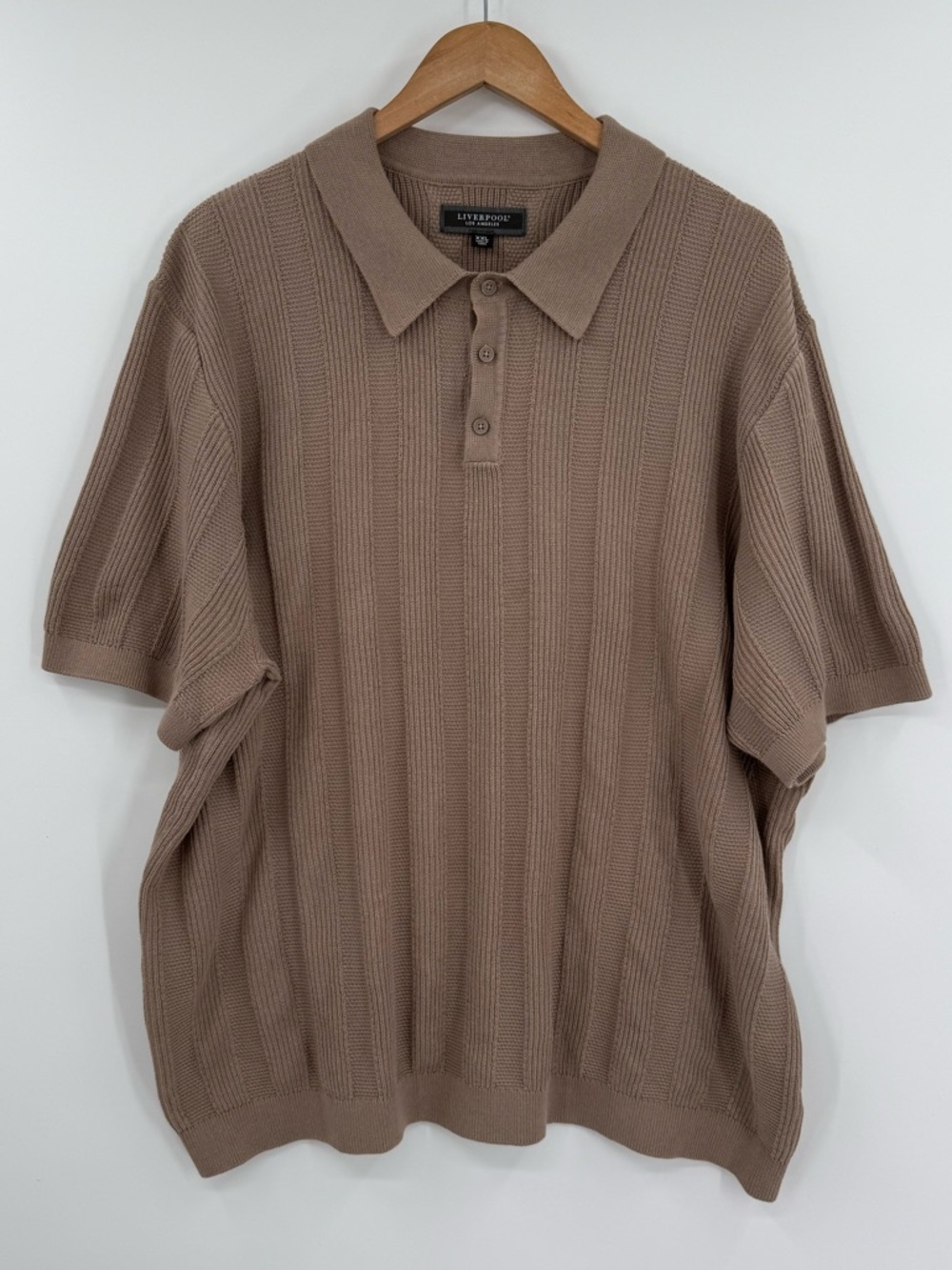 Liverpool Los Angeles Short Sleeve Polo Knit Sweater | Taupe | XXL